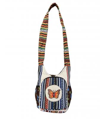 Cotton Hemp Side Pocket Butterfly Mini Bag RIB3034