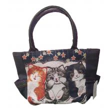 Cotton Emb Cat Shopping Bags Wholesale (KTL513)