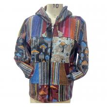 Cotton Multi Patch Zip up Hooded  Bohemian Mushroom Jacket (D505)