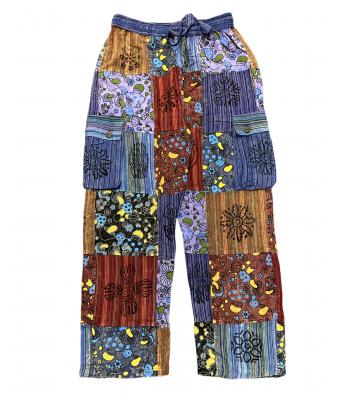 Cotton Multi Patch Block Print Mushroom Pants D589