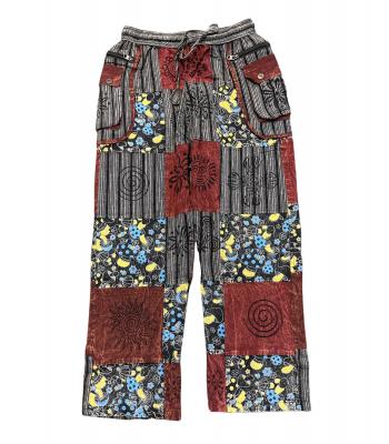 Cotton Multi Patch Earth Mushroom Zip Pocket Pants D634