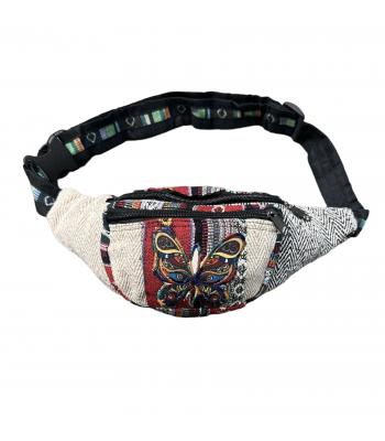 Cotton Hemp Embroidery  King Butterfly Fanny Bag (RIB2130)