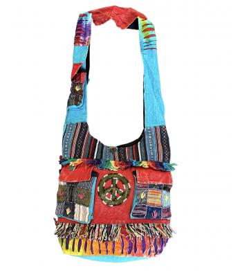 Cotton Multi Two Pocket  Peace Hobo Bag SF875 