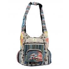 Cotton/Hemp Mushroom Double Front Side Pocket Bag  RIB2274