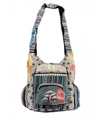 Cotton/Hemp Mushroom Double Front Side Pocket Bag  RIB2274