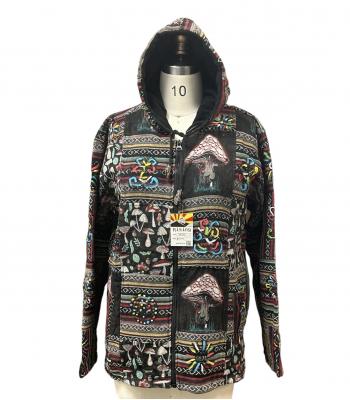 Cotton Multi Patchwork Mushroom Fleece Ling  Hooded Jacket SR117 