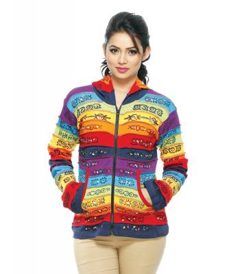Boho zip hooded Rainbow Jacket  (AFG210)