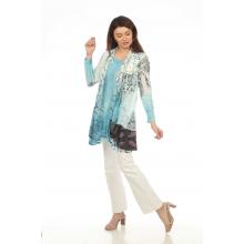 Women's Sky Blue Twin in one floral  Cardigan Tunic (KS2374)