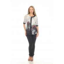 Women's White With Red Multi Floral Polka Trim Tunic Wholesale (KS2377)