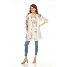Women's Multi Floral Burnout Cardigan Round Neck Tunic KS24109