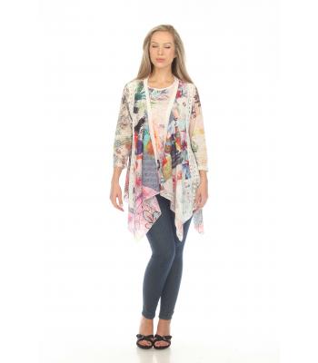 Women's Razor Floral Drape Two pcs Twin Set Cardigan  KS2495 