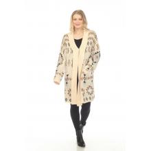 Women's Open Front Multi B/W  Gray  Aztec Cardigan  KF23455