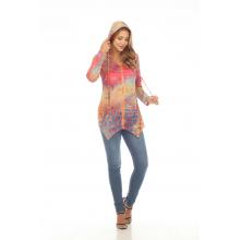 Women's Burnout  Brown/  and Pink Polka  Hooded Kamana Jacket KV24131